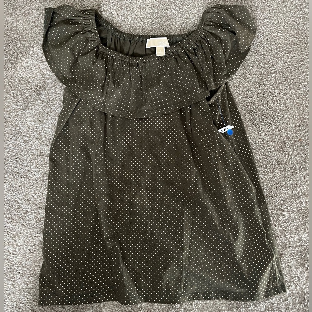 Michael Kors Green and Gold Small Blouse